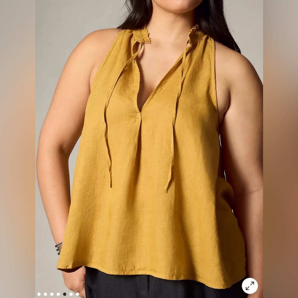 Pilcro Mustard Tie-Neck Sleeveless Tank